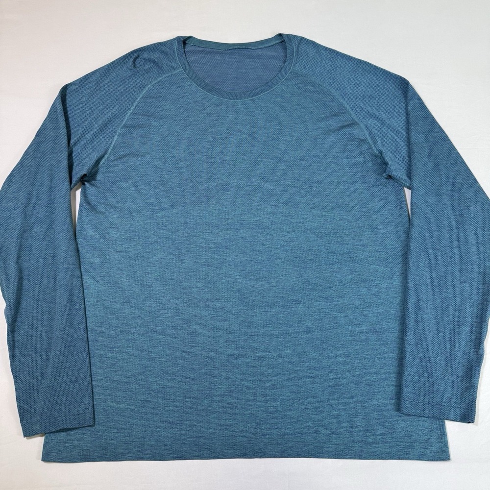 Lululemon Shirt Mens XXL Teal Metal Vent Tech Long Sleeve Performance Training